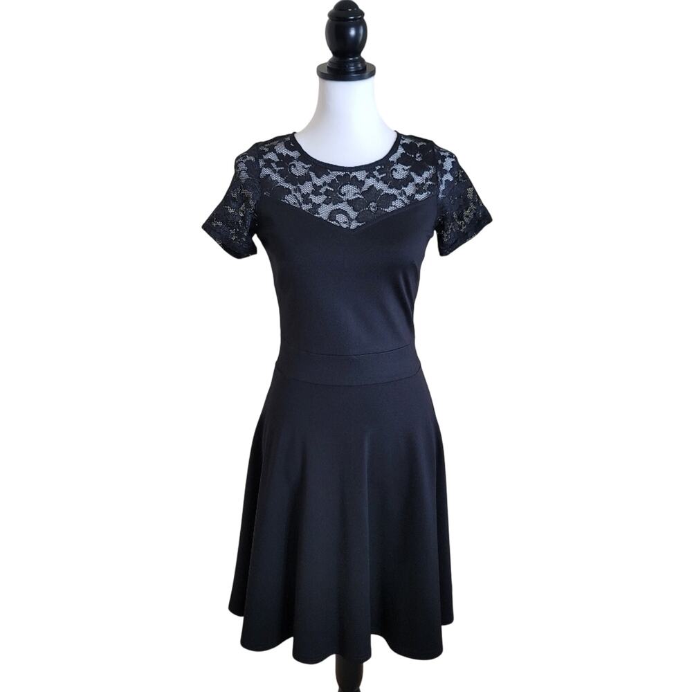 Pinup Rockabilly Little Black Dress, Size Small 50's 60's Retro, Flare Dress NEW